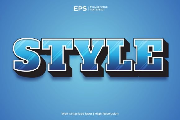 Download 3d Blue Style Editable Text Effect - Editable Collection