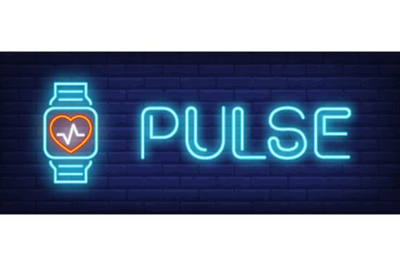 Download Pulse Neon Sign. Glowing Inscription Wit - Glow Collection