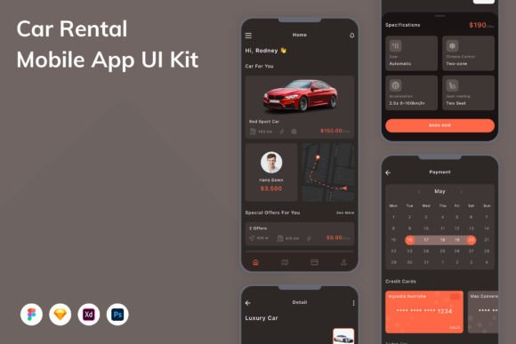 Download Car Rental Mobile App UI Kit - App Collection