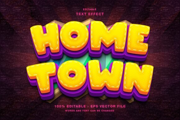 Download Home Town Cartoon 3D Editable Text Effec - Editable Collection