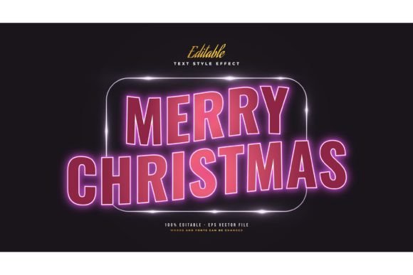 Download Christmas Text with Glowing Neon Effect - Glow Collection