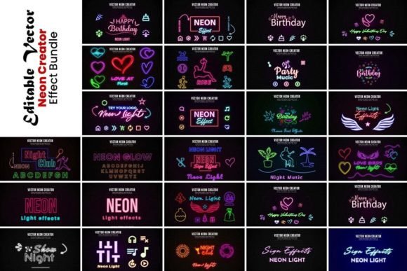 Download Editable Vector Neon Creator Effect - Editable Collection