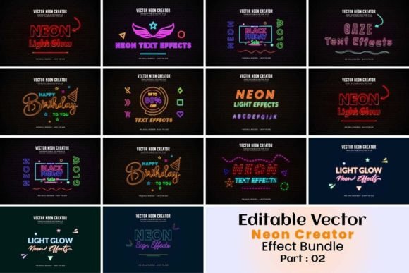 Download Vector Neon Creator Editable Effect - Editable Collection