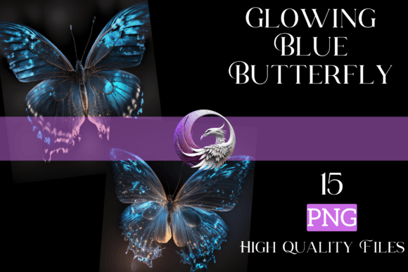 Download Glowing Blue Butterfly - Digital Art - Glow Collection