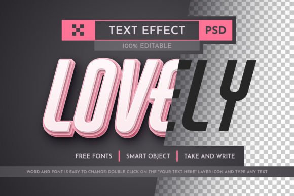 Download Lovely Editable Text Effect, Font Style - Font Collection