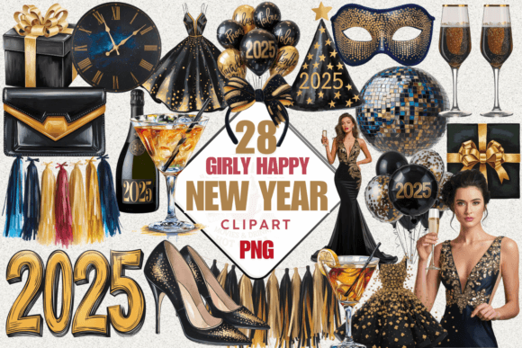 Download Girly Happy New Year Clipart Png, 2025 - App Collection