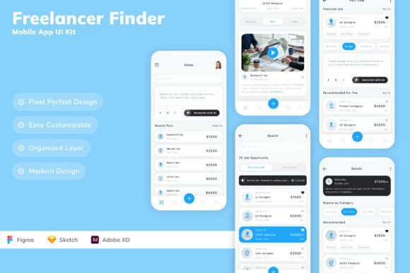 Download Freelancer Finder Mobile App UI Kit - App Collection
