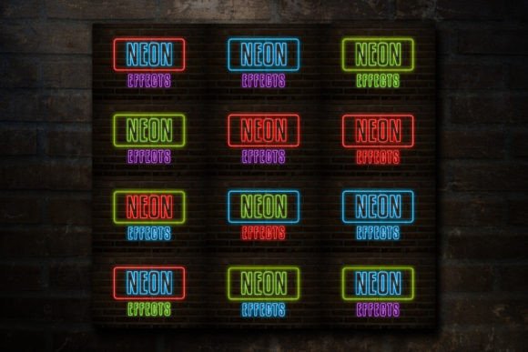 Download Neon Glow Editable Text Effect Bundle - Editable Collection