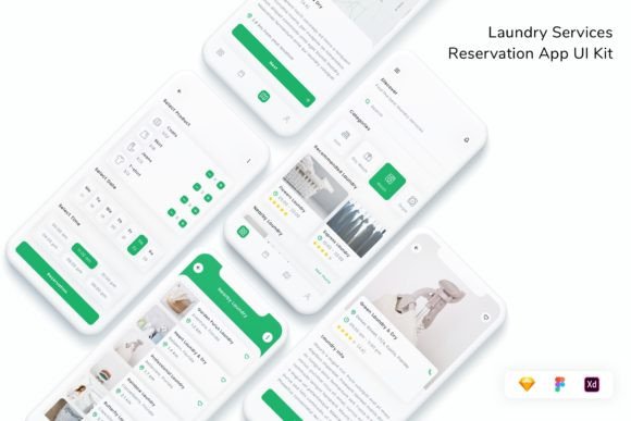 Download Laundry Services Reservation App UI Kit - App Collection
