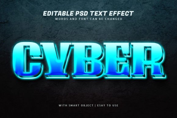 Download Cyber 3d Blue Glow Text Effect Editable - Editable Collection